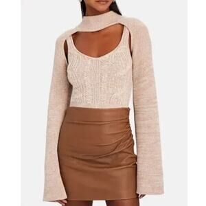 Jonathan Simkhai Sweater XS Nicole Cable Knit Tank Mockneck in White Dusk Casual